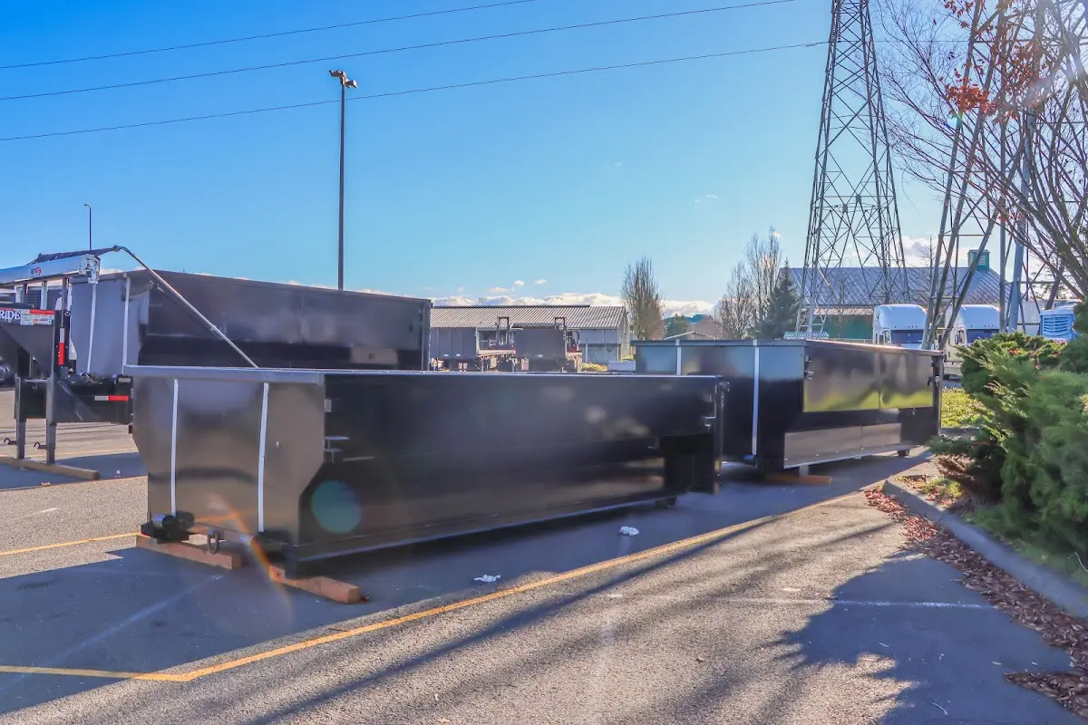 Roll-off dumpster ready for waste disposal at job site for Estate Cleanout Dumpster Rental in North Fond du Lac